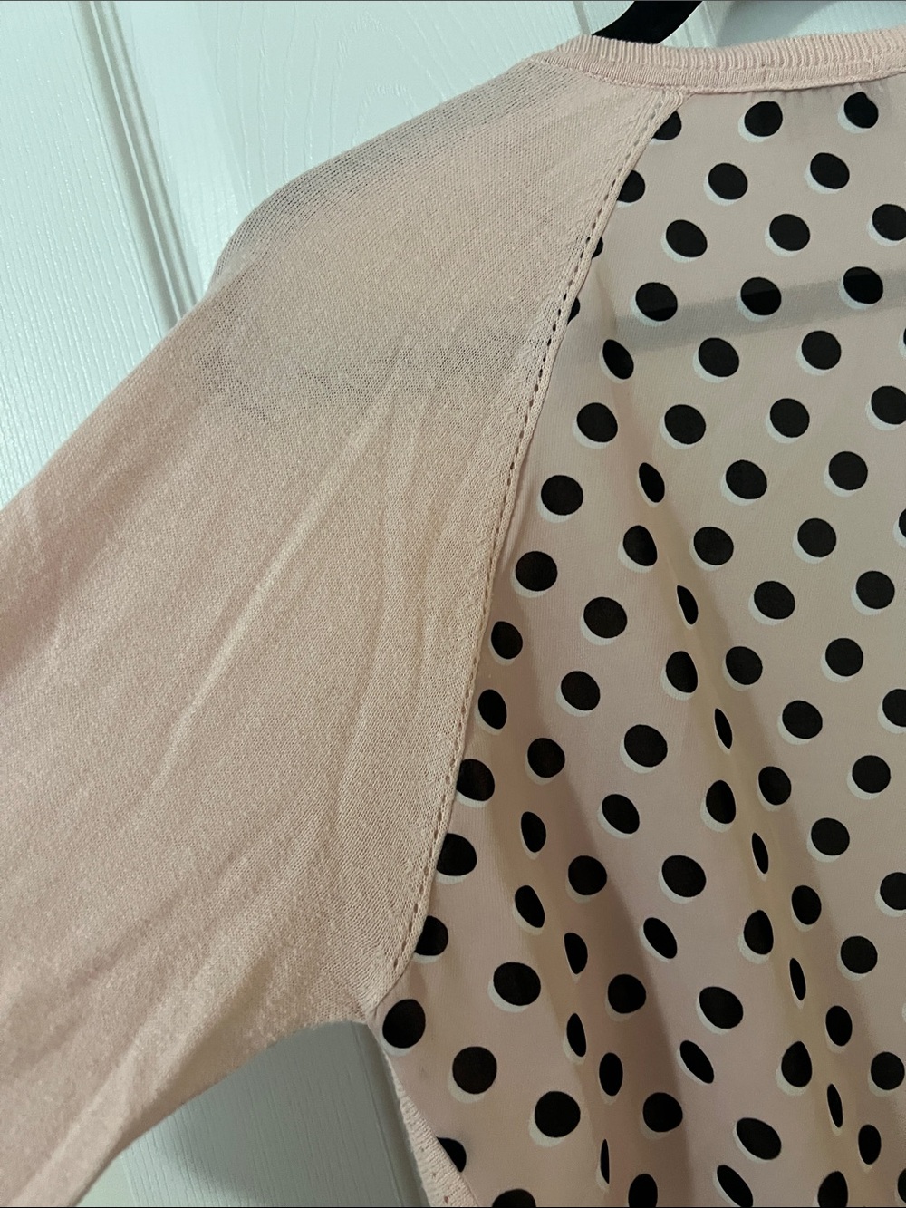 Elle Blush Pink Open-Front Cardigan with Black Trim - Picture 12 of 15